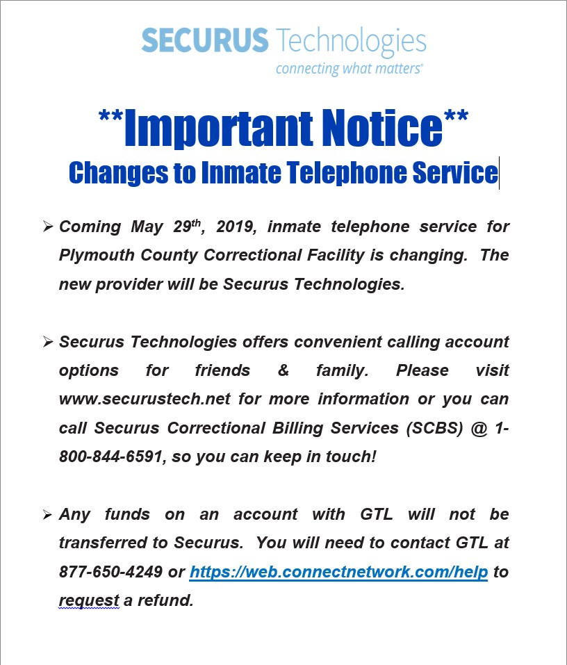 Securus Friends And Family Phone Number change comin