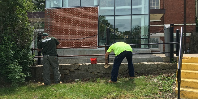 The Adam Center in Kingston had their iron fence power washed, scraped, sanded, primed and painted. Saved taxpayers $6,500.